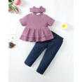 thumbnail image 3 of Baby Girl Clothes Toddler Girls Outfits Ruffle Daisy Shirt Tops Denim Ripped Jeans Set 9-12 Month Girls Clothes, 3 of 6
