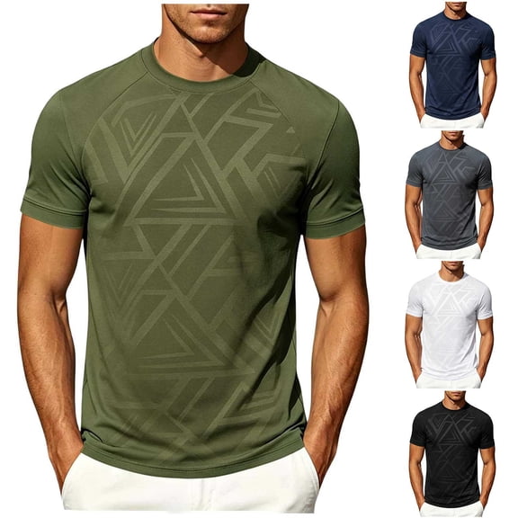 Men's Athletic Crew Neck T-Shirt - Lightweight Breathable Workout Tees for Gym Running, Training and Urban Sports Size 3XL Army Green