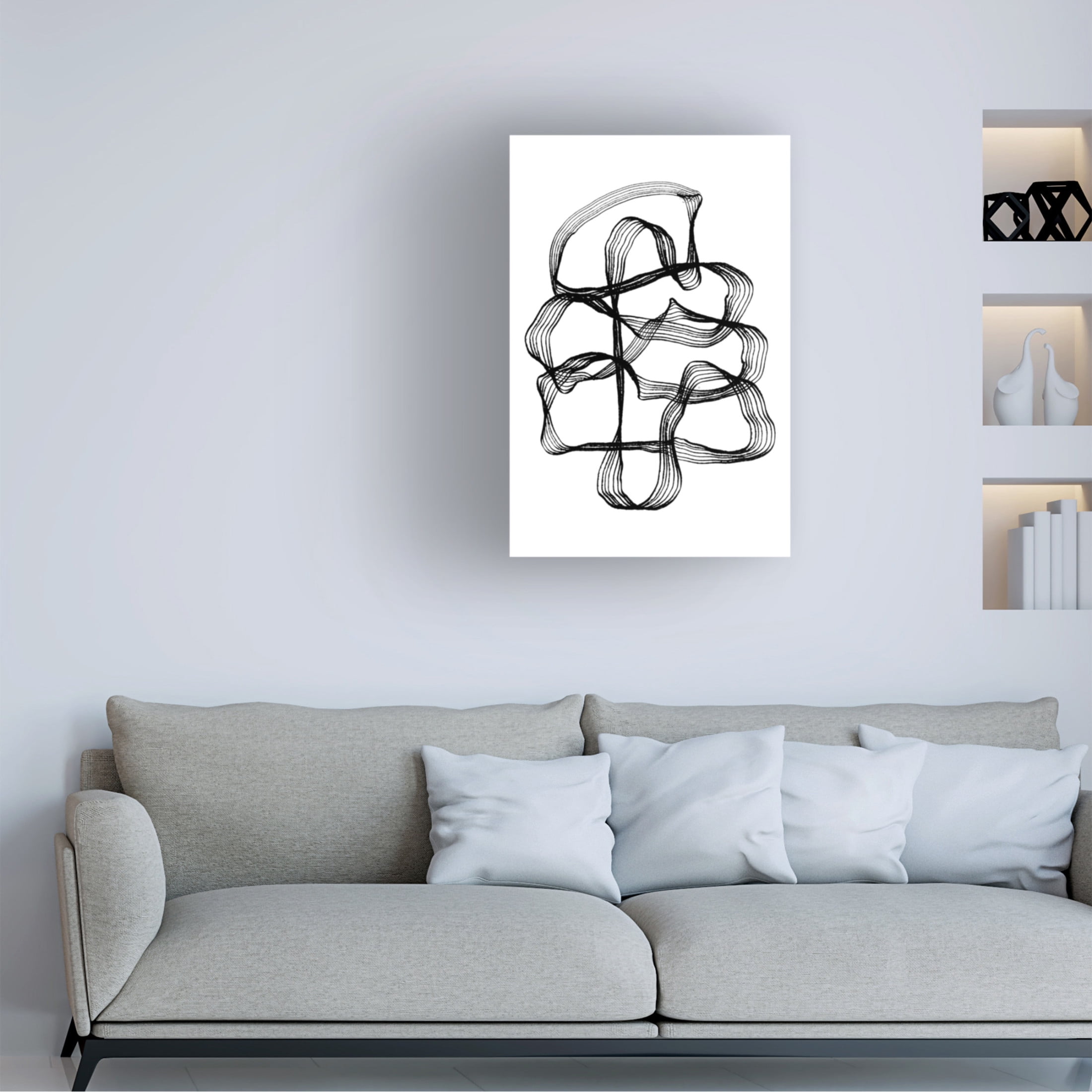 Canvas Wall Art - Treechild 'Ink Black and White' Wall Art for Living Room, Bedroom, or Office D?cor by Trademark Fine Art - 16 x 24 Inches