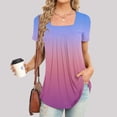 thumbnail image 2 of EQWLJWE Hauts d'Été pour Femmes Hauts pour Femmes Liquidation Mode T-Shirt Blouse à Manches Courtes Col Rond Imprimé Décontracté, 2 of 5