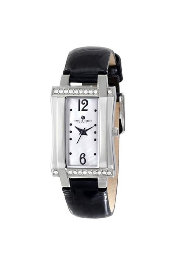 Unitron Enterprise Ladies Stainless Black Leather Band Watch - 23 x 32 mm