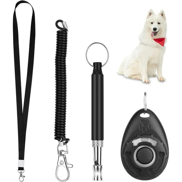 Silbato y clicker para adiestramiento canino, silbato para perros con cordón, clicker para perros, kit de adiestramiento de mascotas, ideal para adiestramiento de cachorros para perros que llaman