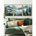 thumbnail image 2 of SHENIFY Landscape Mountain Range Wall Art Set Watercolor Foggy Pine Tree Forest Nature Scenry Mist Wilderness Farmhouse Rustic Modern Decorative 11x14in3pcs Natural Framed, 2 of 5