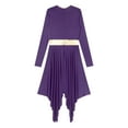 thumbnail image 6 of Yeahdor Metallic Praise Dance Dress for Women Long Sleeve Worship Tunics Liturgical Dancewear Purple L, 6 of 7