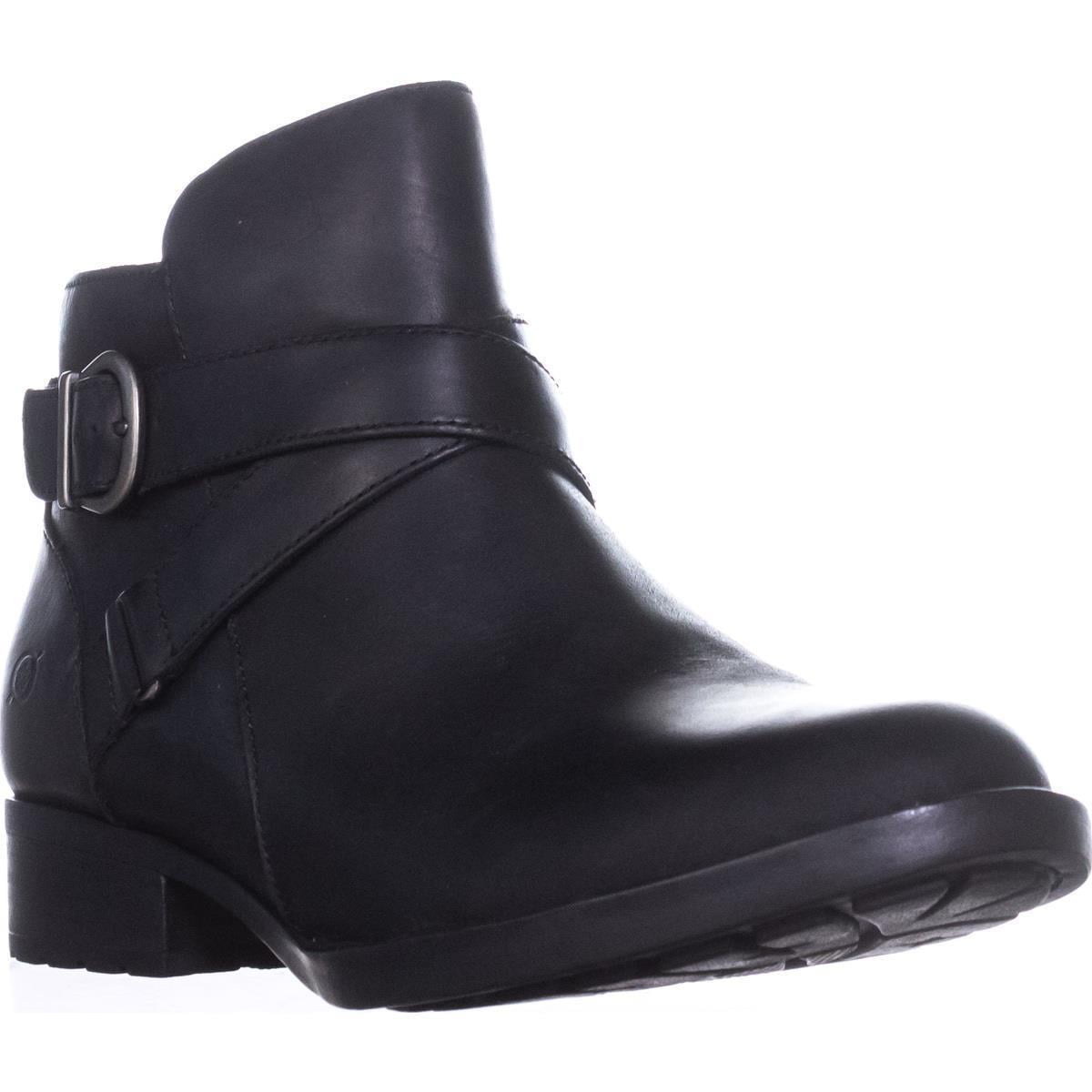 Womens Born Chaval Flat Casual Ankle Boots, Black Leather - Walmart.com