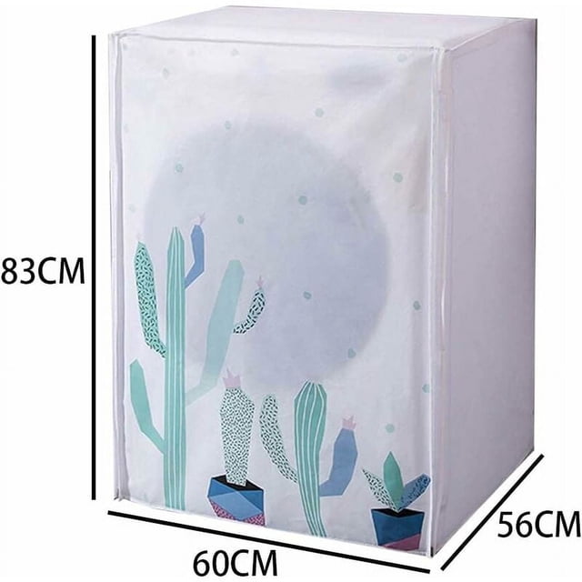 Funda para secadora, funda impermeable para lavadora, funda para lavadora PEVA a prueba de polvo, apta para lavadoras y secadoras de tambor de 6 a 8 kg (60 x 56 x 83 cm, cactus),