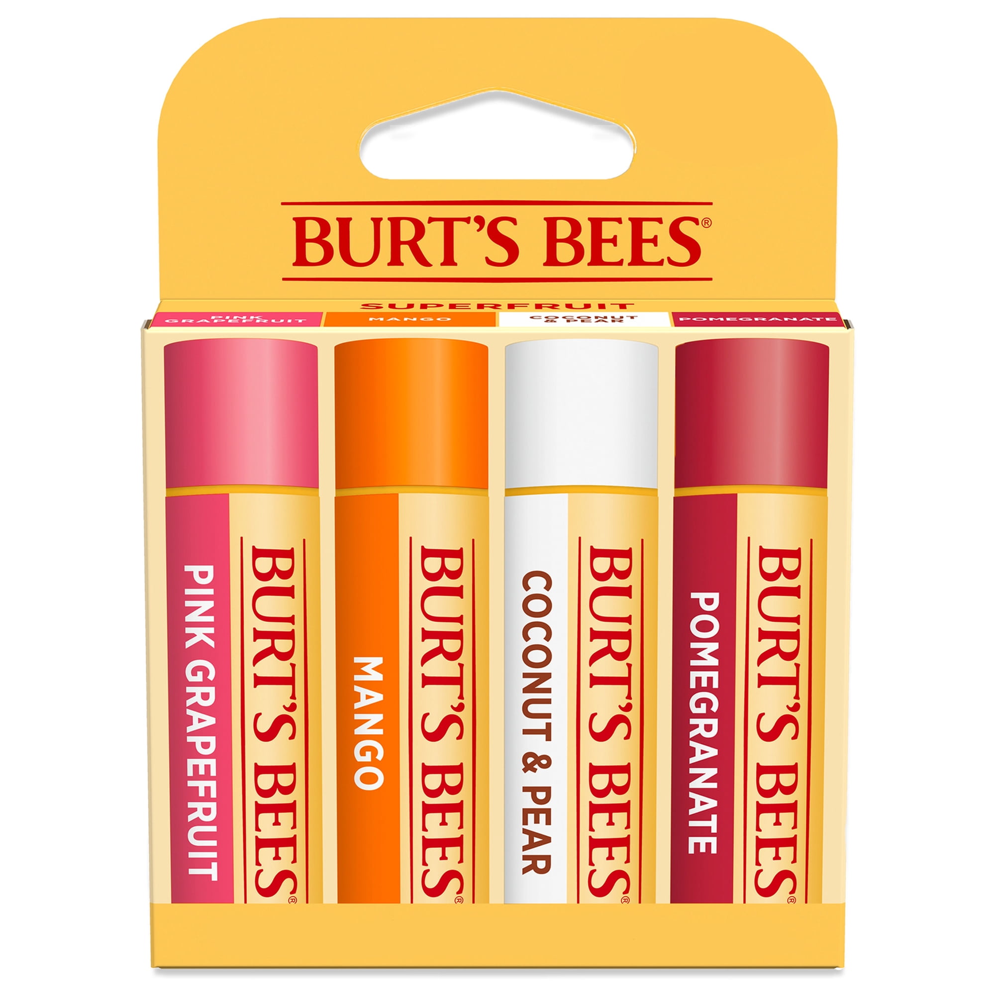 Burt's Bees 100% Natural Origin Moisturizing Lip Balm with Beeswax, Superfruit, 4 Tubes