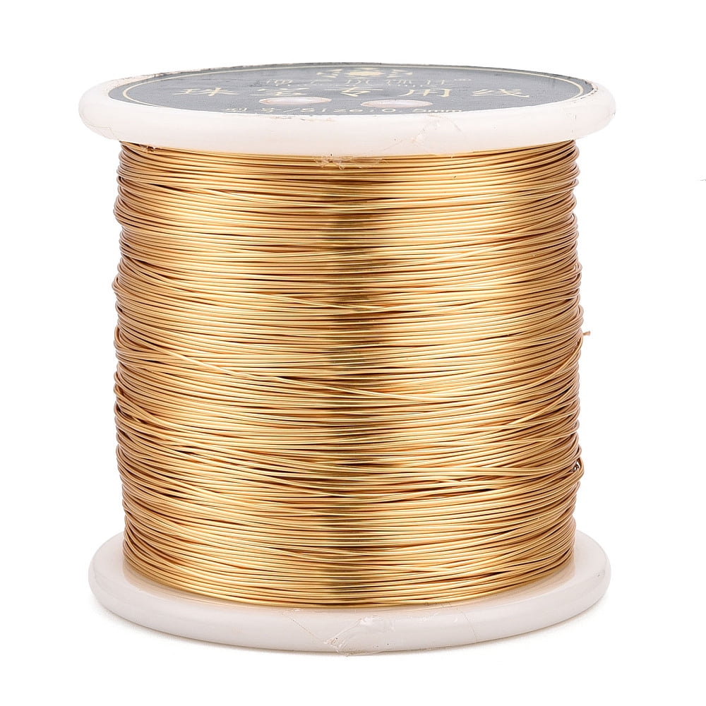 1 roll Round Copper Jewelry Wire Long-Lasting Plated Lead Free & Nickel Free & Cadmium Free Real 14K golden Plated 24 Gauge 0.5mm 459.32 Feet(140m)/Roll