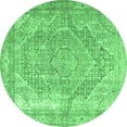 thumbnail image 1 of Ahgly Company Indoor Round Medallion Emerald Green Traditional Area Rugs, 4' Round, 1 of 4