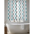 thumbnail image 4 of Cyan Turquoise Grey Sheer Curtains 72 inches Long 2 Panels Set Medieval Print Waves Geometric Tiers Sheers Rod Pocket Small Window Short Curtains for Kitchen Cafe, Each 52" W x 72" L, 4 of 7