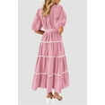 thumbnail image 4 of PRETTYGARDEN Women's Summer Button Down Shirt Dress Short Puffy Sleeve Tiered Ruffle Flowy Long Maxi Dresses, 4 of 6