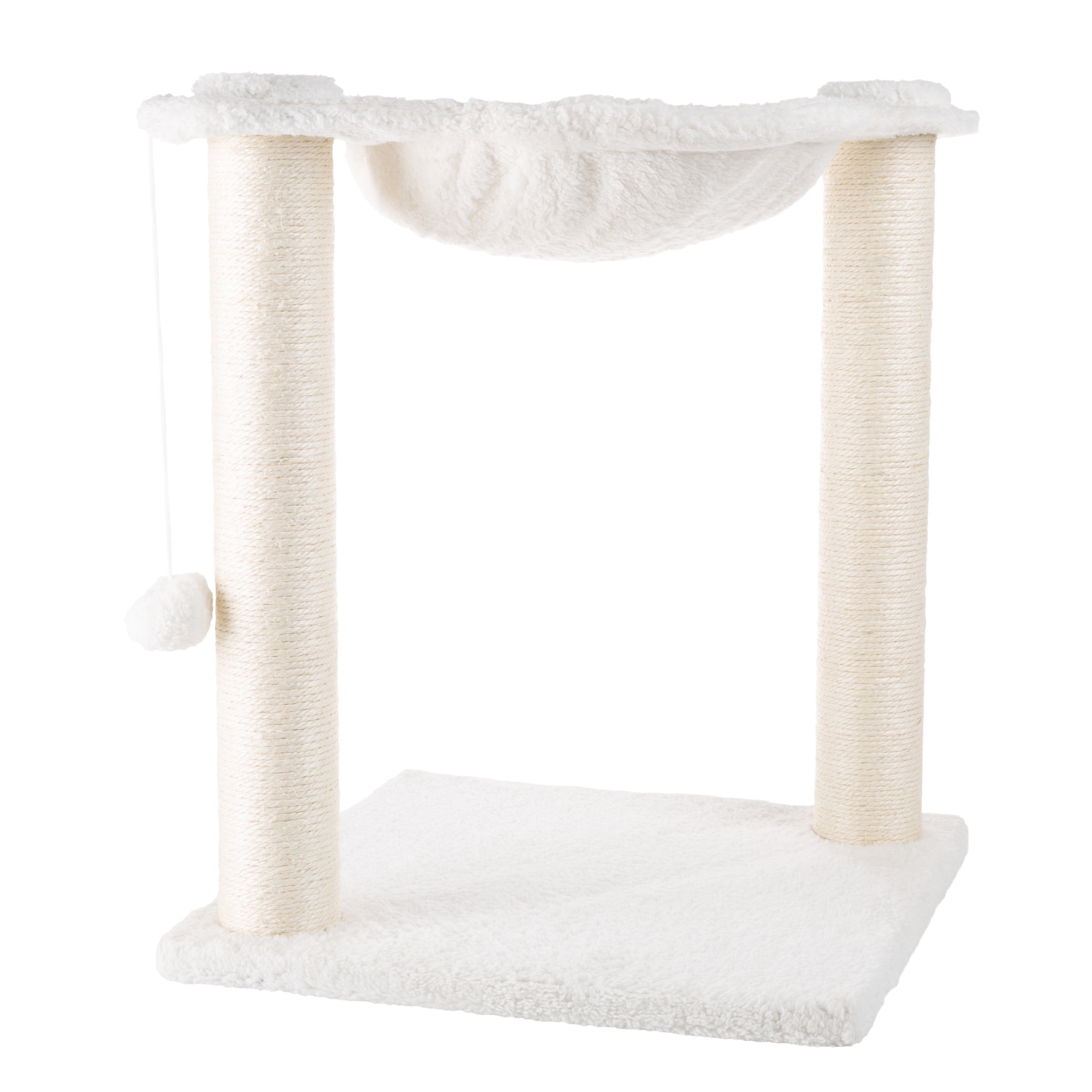 PETMAKER Cat Hammock with Scratching Posts for Indoor Cats (White)
