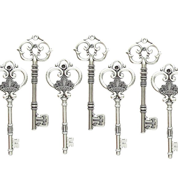 Llave Skeleton Makhry Mixed 20, extra grande, plata envejecida