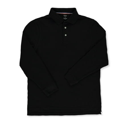 French Toast Men's L/S Pique Polo Shirt Color: black Size: l
