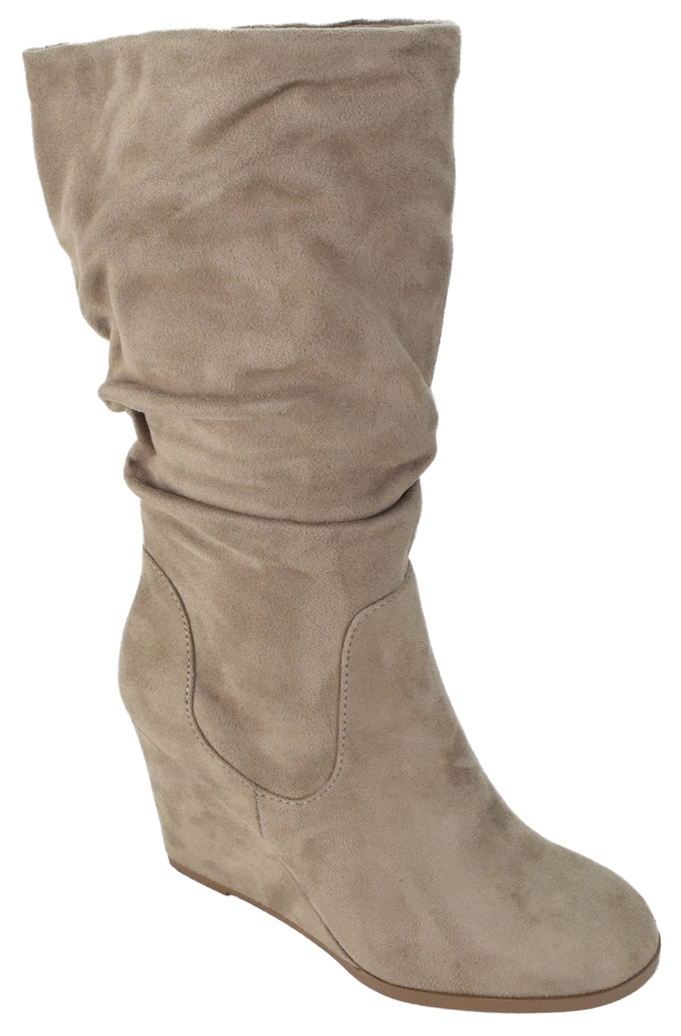 slouch mid calf heeled boot
