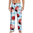 thumbnail image 2 of Picia Flowers and Lady Bugs Mens Soft Woven Cotton Elastic Waistband Sleep Pajama Pant Lounge Sleep Pant With Pockets And Drawstring-Medium, 2 of 9