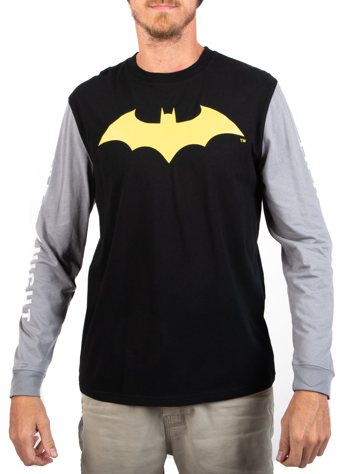 Batman Long Sleeve Distressed Charcoal T Shirt DC Comics Licensed Boy's XXL 18 