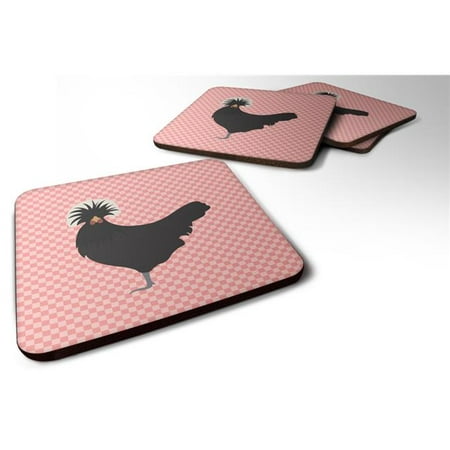 

Polish Poland Chicken Pink Check Foam Coaster Set of 4