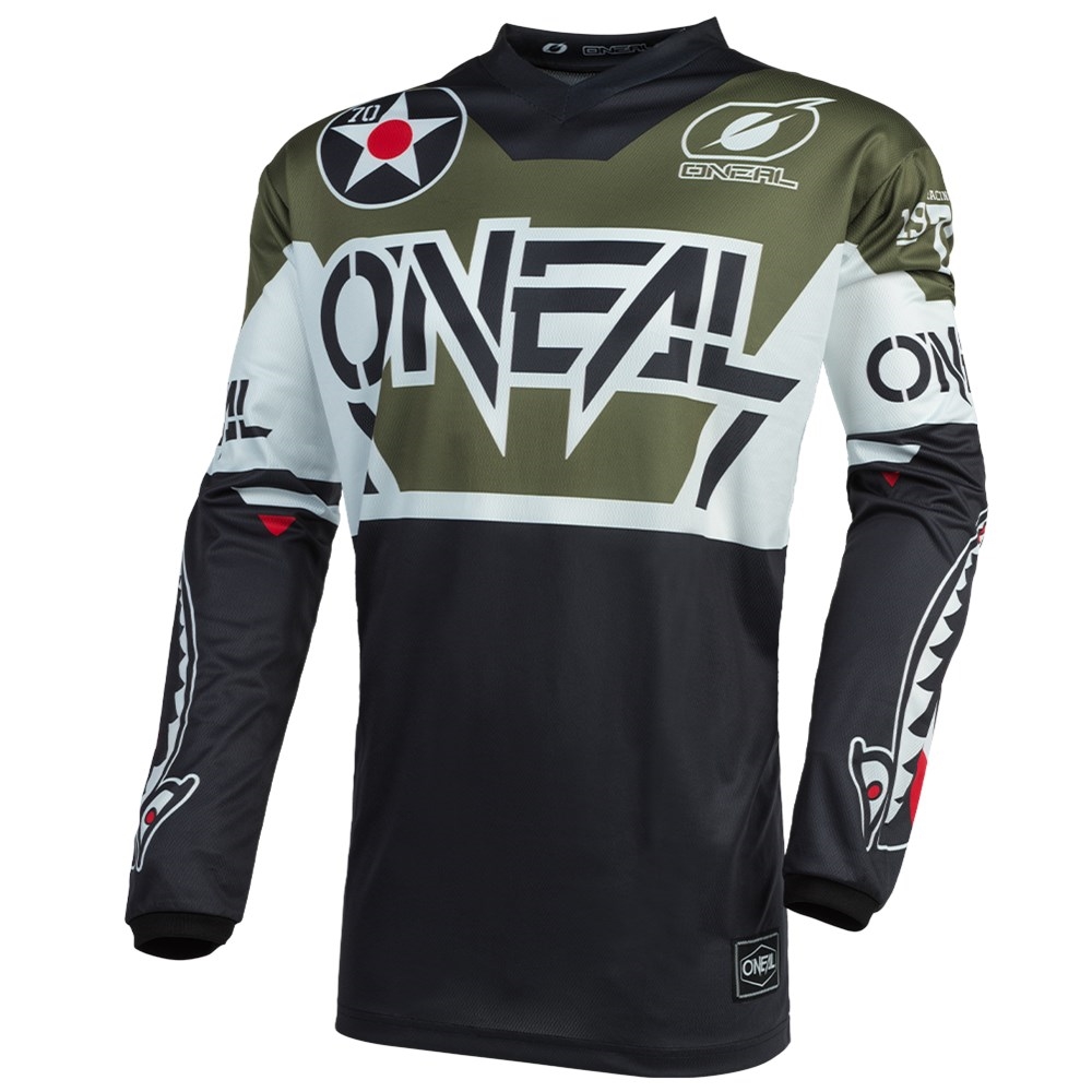 Oneal 2021 Element Warhawk Offroad Jersey Black/White/Green E0026