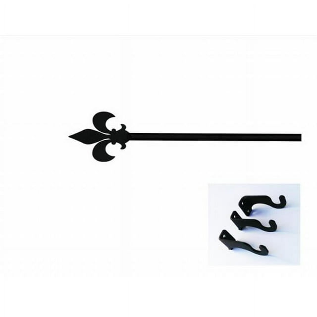 Village Wrought Iron CUR-121-112-S Fleur de lis Tringle à Rideaux - Grand
