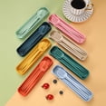 thumbnail image 3 of Vajilla portátil japonesa de trigo, cuatro piezas, cuchillo, tenedor y cuchara, palillos, vajilla para estudiantes para acampar al aire libre, 3 of 6