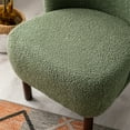 thumbnail image 4 of Modern Accent Chair with Arms, Tufted Upholstered Wingback Chair with Curved Back, Lambskin Sherpa Wingback Tufted Side Chair with Solid Wood Legs, Leisure Chair for Living Room Bedroom, Green, 4 of 7