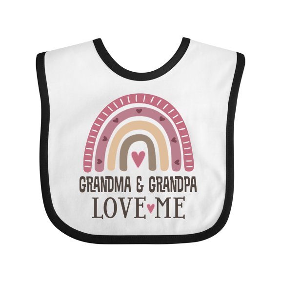Inktastic Grandma and Grandpa Love Me Girls Granddaughter Rainbow Girls Baby Bib