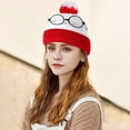 thumbnail image 2 of CISIL 1pc Minimalist Color Block Knit Hat, Unisex Casual Versatile Warm Winter Hat, Comes With Xmas Decorative Glasses, 2 of 3