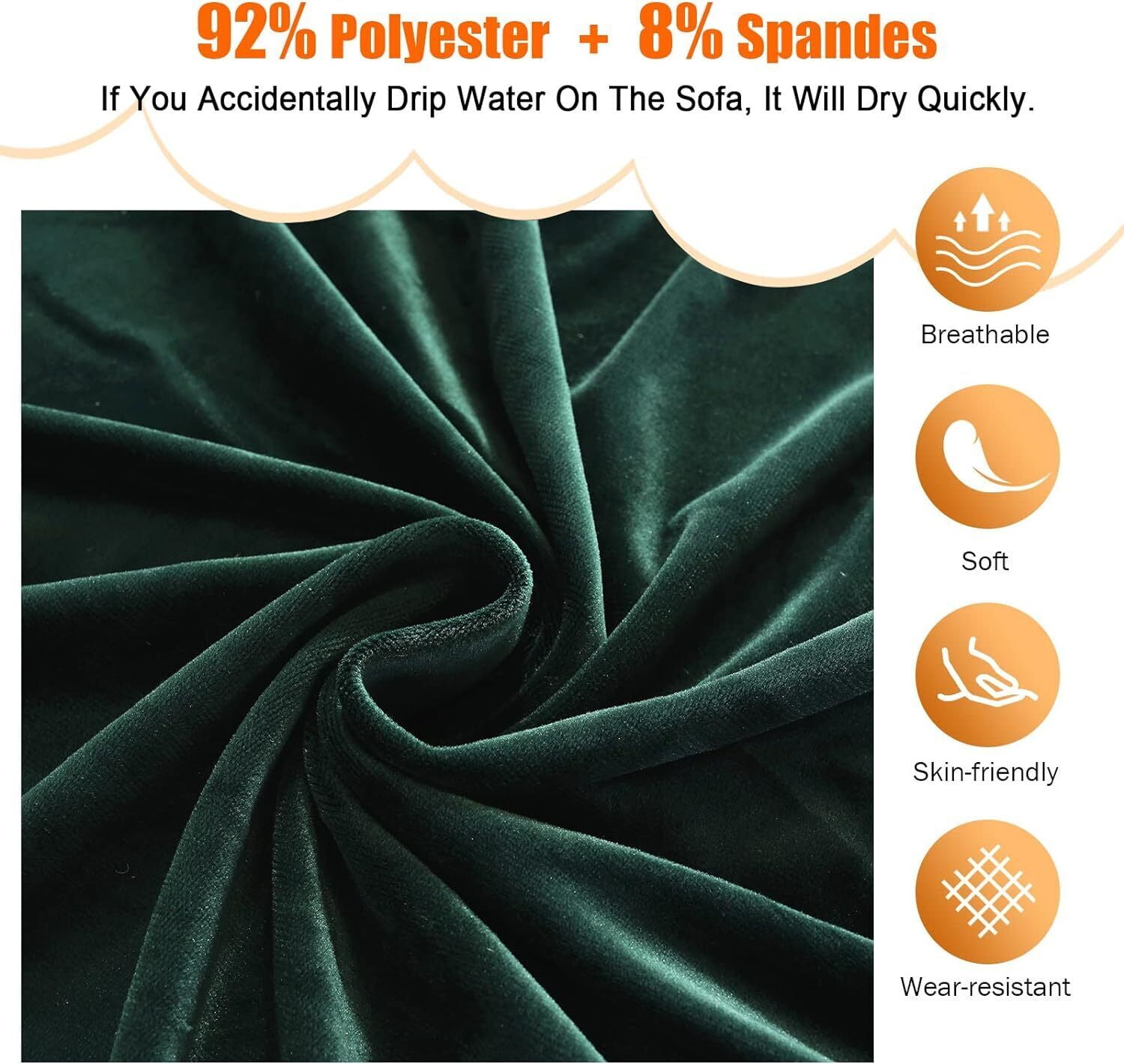 SHANNA Thick Velvet L Shape Sofa Covers, Non-Slip Sectional Couch Cover Protector Plush Sofa Slipcovers with 2pcs pillowcase for Living Room