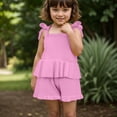 thumbnail image 2 of Summer Baby Girl Outfit Striped Tunic Sleeveless T-Shirt Top and Shorts Infant Girl Summer Clothes 2Pcs Set Girls Summer Set 0-18 Months,6-12 Months, 2 of 5