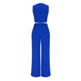 thumbnail image 6 of ZyeKqe Womens 2 Piece Lounge Outfits Sleeveless V Neck Crop Top Wide Leg Pants Summer Dressy Casual Sets, 6 of 8