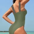 thumbnail image 5 of Bathing Suit for Women Mesh Insert V Nack Low Back One Piece Swimsuit Summer Beach Vacation Swimwear (L, Army Green), 5 of 5