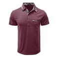 thumbnail image 4 of Mens Polo Shirts Summer Business Dressy Short Sleeve Button Up Collared Tops with Pocket Lightweight Breathable Loose Fit Dress Shirts for Men Red L, 4 of 6