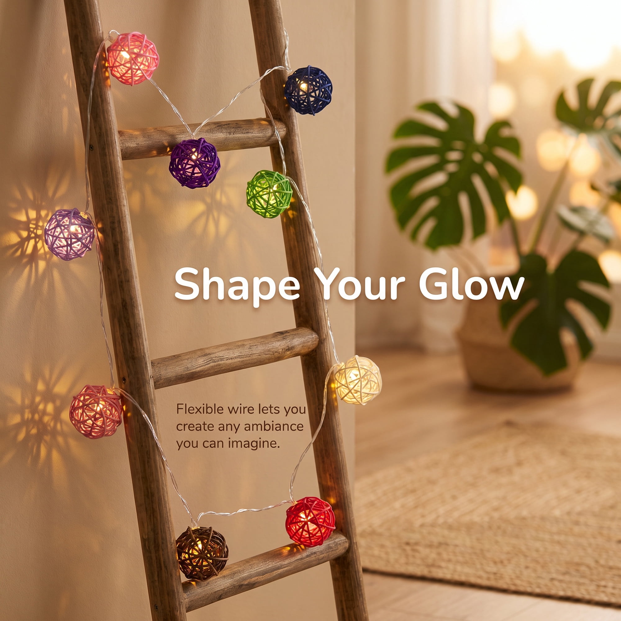 Unique Bargains Moroccan Orb Lights with Flexible Design 6.6 ft Battery Operated