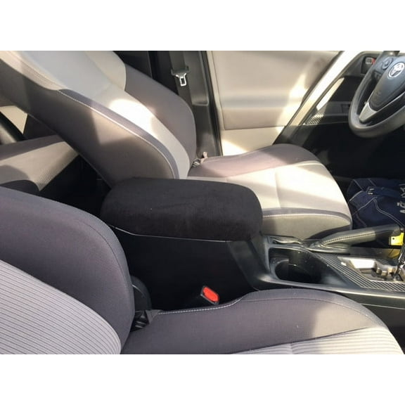 Auto Console Covers- Fits the Toyota RAV4 2014-2018 Center Console Armrest Cover Fleece Fabric - Black