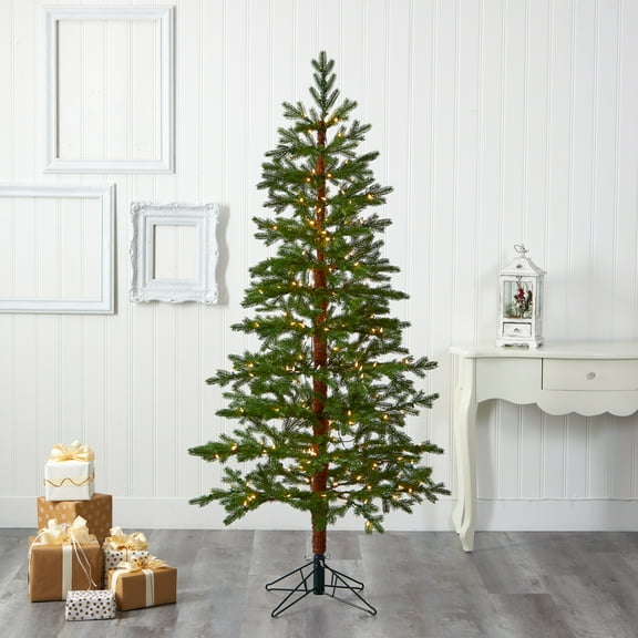Nearly Natural Green 6.5' Fir Artificial Christmas Tree with 250 Clear Prelit 250 LED Lights