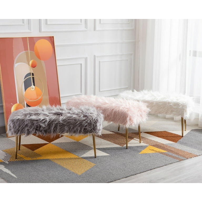Faux fur bedroom bench clearance