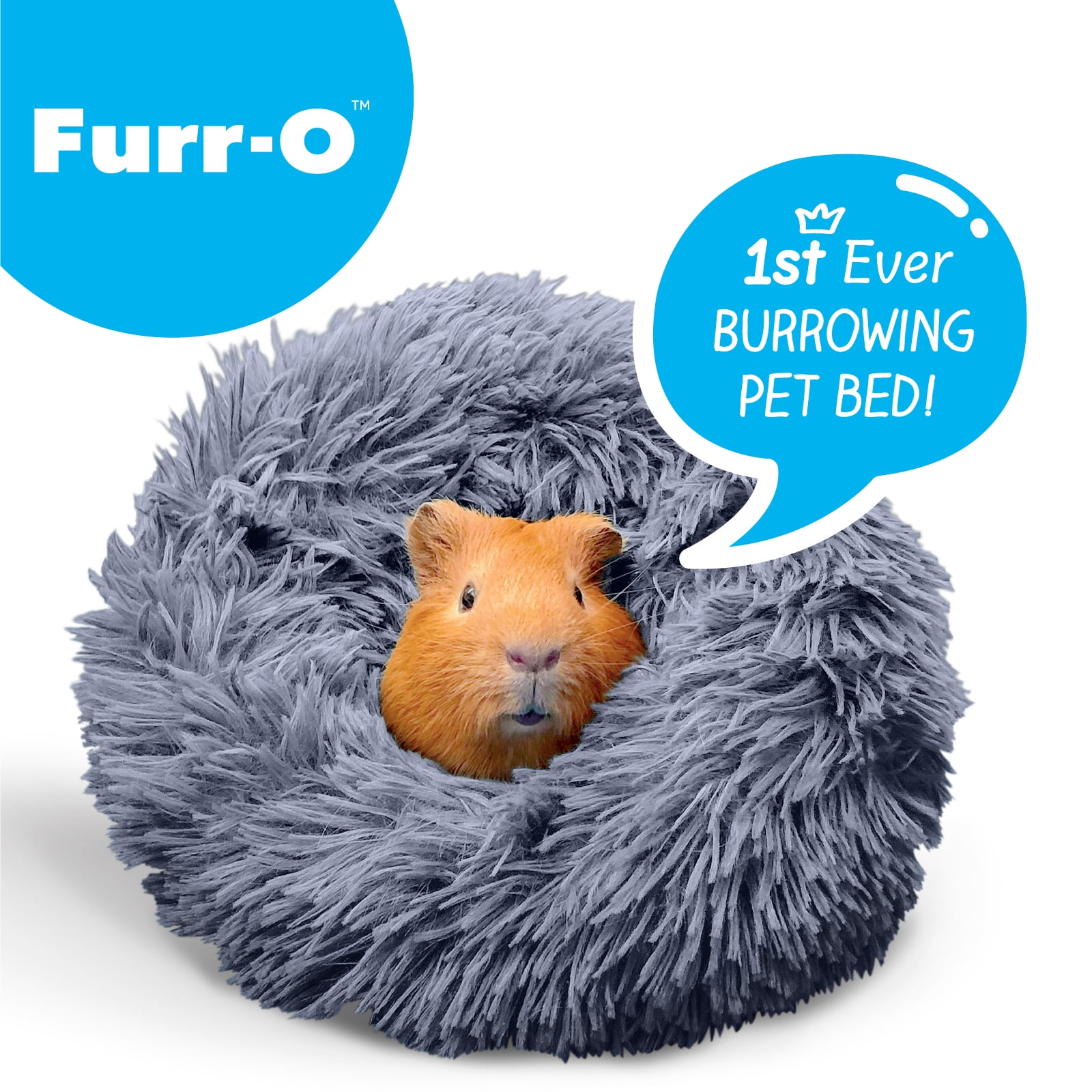 Paw Inspired Furr-O Guinea Pig Bed Burrowing Bed with Zip-On Spandex & Fleece Interchangeable Bottoms for Guinea Pigs and Other Small Animals | Hideout Hideaway (Dark Gray)