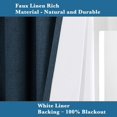 thumbnail image 5 of Cortinas opacas de lino de 84 pulgadas de largo, 100 % absolutamente opacas, con aislamiento térmico, con textura de lino, cortinas con ojales antioxidantes, ahorro de energía con forro blanco, 2 paneles, azul marino natural, 100 pulgadas de ancho x 96 pulgadas de largo, 5 of 5