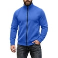thumbnail image 6 of CBASIHI Mens Zip Up Sweatshirts with Pockets Long Sleeve Fall Winter Stand Up Collar Casual Warm Fleece Track Jacket Blue S, 6 of 9