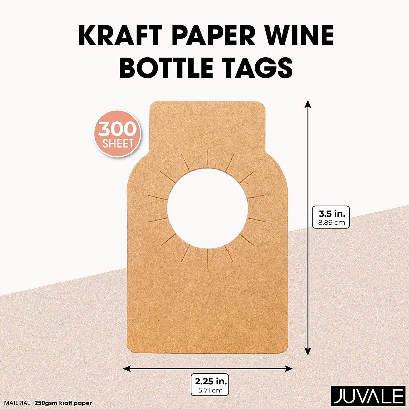 Kraft Wine Bottle Label Tags 300 Pack Cellar Rack Labels 3.5 x 2.25 