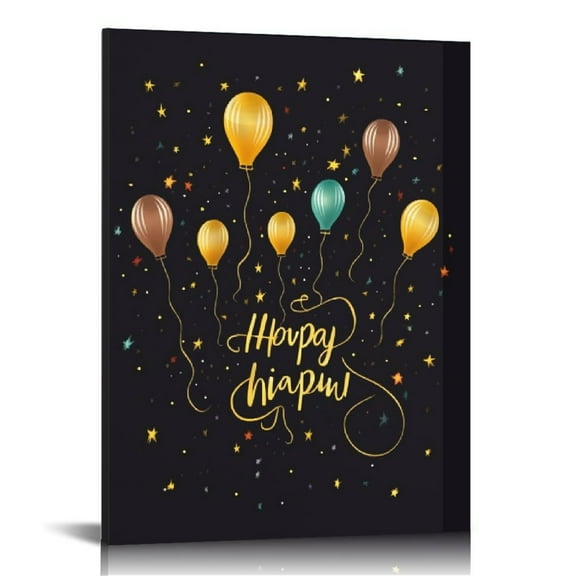 JEUXUS Canvas Pictures Happy New Year Canvas Framed Canvas Wall Decor for Bedroom Cute Balloon and Stars  Style Canvas Wall Art for Wall Decor Home Decorations