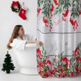 thumbnail image 5 of Shower Curtain 72"W x 96"L Winter Christmas Poinsettia Red Berry Wood Grain Fabric Shower Curtains Set with Hooks Water Repellent Bathroom Curtains Machine Washable Bathroom Accessories, 5 of 7