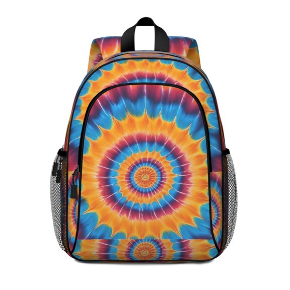 Red and Orange Tie Dye Pattern Backpack for School, Cute School Bag with Adjustable Shoulder Straps and Padded Back, 15"x11.42"x5.5"