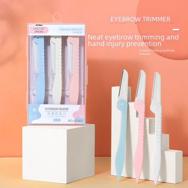 Paquete de 3 cuchillos plegables para cejas, herramienta de maquillaje de belleza, cuchilla para tatuaje de cejas, colección de raspadores de cejas para mujeres