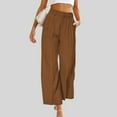 thumbnail image 2 of Gibobby pantalones de mezclilla para mujer Pantalones de pierna ancha de talle informales para mujer, pantalones de vestir de pierna recta con bolsillos (Marrón, S), 2 of 5