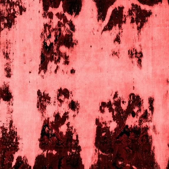 Ahgly Company Machine Washable Indoor Square Abstract Red Modern Area Rugs, 8' Square