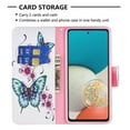 thumbnail image 3 of Galaxy A32 5G Case Cute Embossed Pattern Premium Leather Wallet Cover Flip Stand Credit Card Slots Pocket Holder Magnetic Closure Folio Case for Samsung Galaxy A32 5G, Peach Blossom Butterfly, 3 of 8