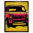 thumbnail image 1 of Vibrant Pop Art Car Bumper Hot Pink on Yellow Acrylic Paint Art Print Framed Poster Wall Decor 12x16 inch, 1 of 5