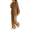 thumbnail image 5 of UPPADA Woman Pants Casual Outfit,Women 2 Piece Outfits Sweatsuit Trendy Oversized Sweatshirt Wide Leg Sweatpants Matching Lounge Set Travel Tracksuit Coffee,Free Size, 5 of 6